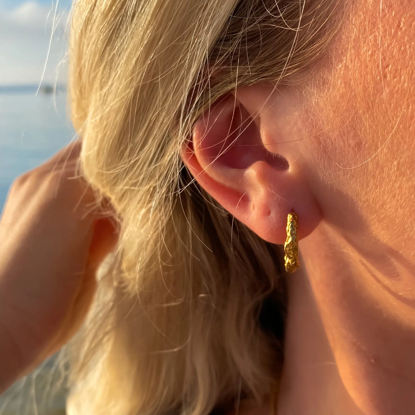 HAMMERED HOOPS GOLD EARRINGS