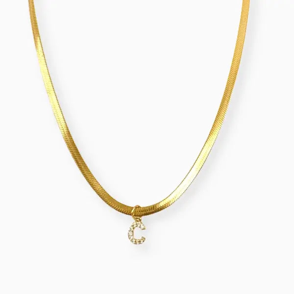 ZIRKONIA SNAKE LETTER NECKLACE